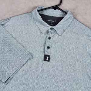 BOGEYBROS Polo Shirt Mens XL Green Spotted Golf Performance Stretch Short Sleeve